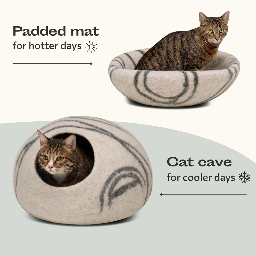 MEOWFIA Cat Cave cozy interior soft—comfortable, relaxing space.
