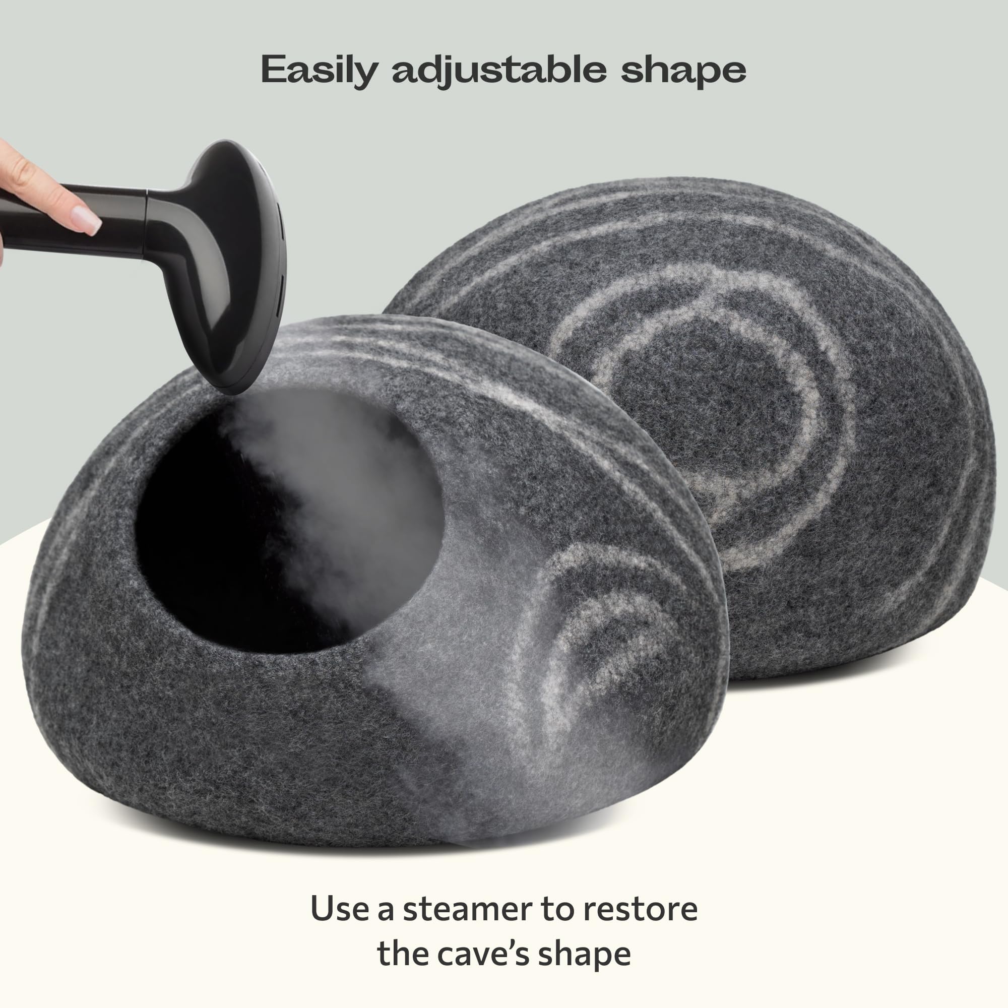 MEOWFIA Cat Cave durable-soft-material indicates long-lasting wool construction.