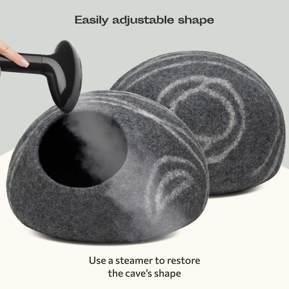 MEOWFIA Cat Cave durable-soft-material indicates long-lasting wool construction.