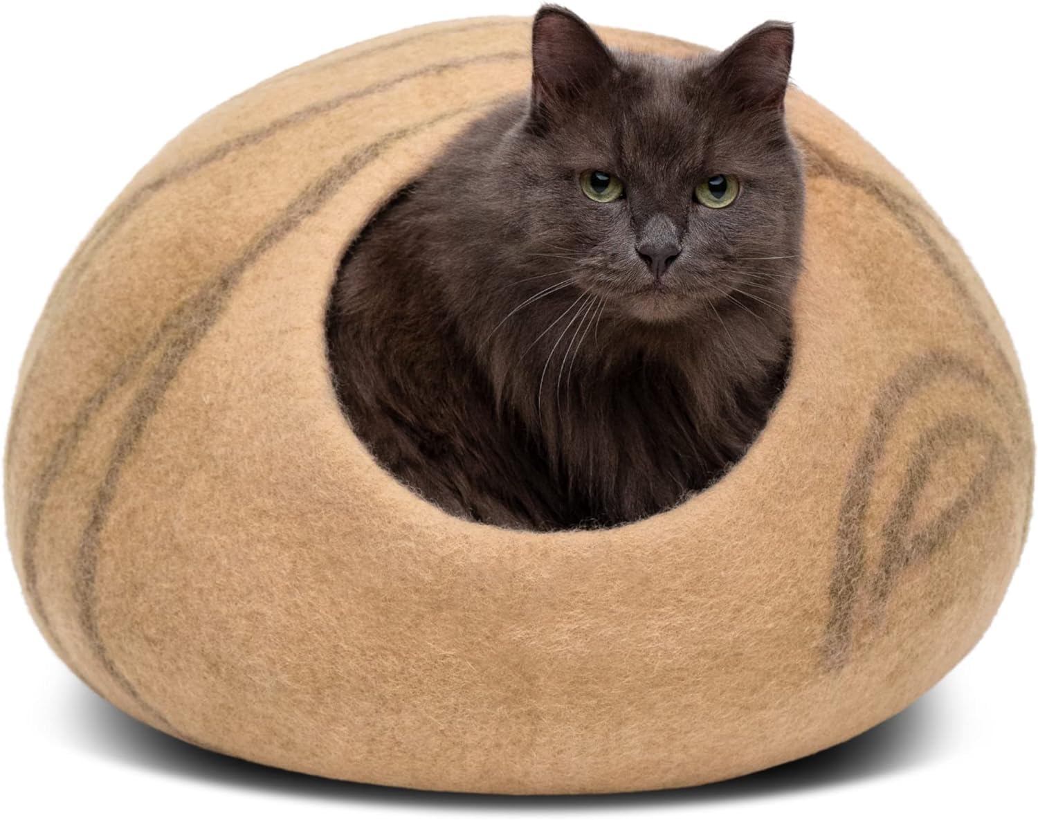 MEOWFIA Cat Cave exterior in beige, highlighting premium wool and cozy home aesthetics.