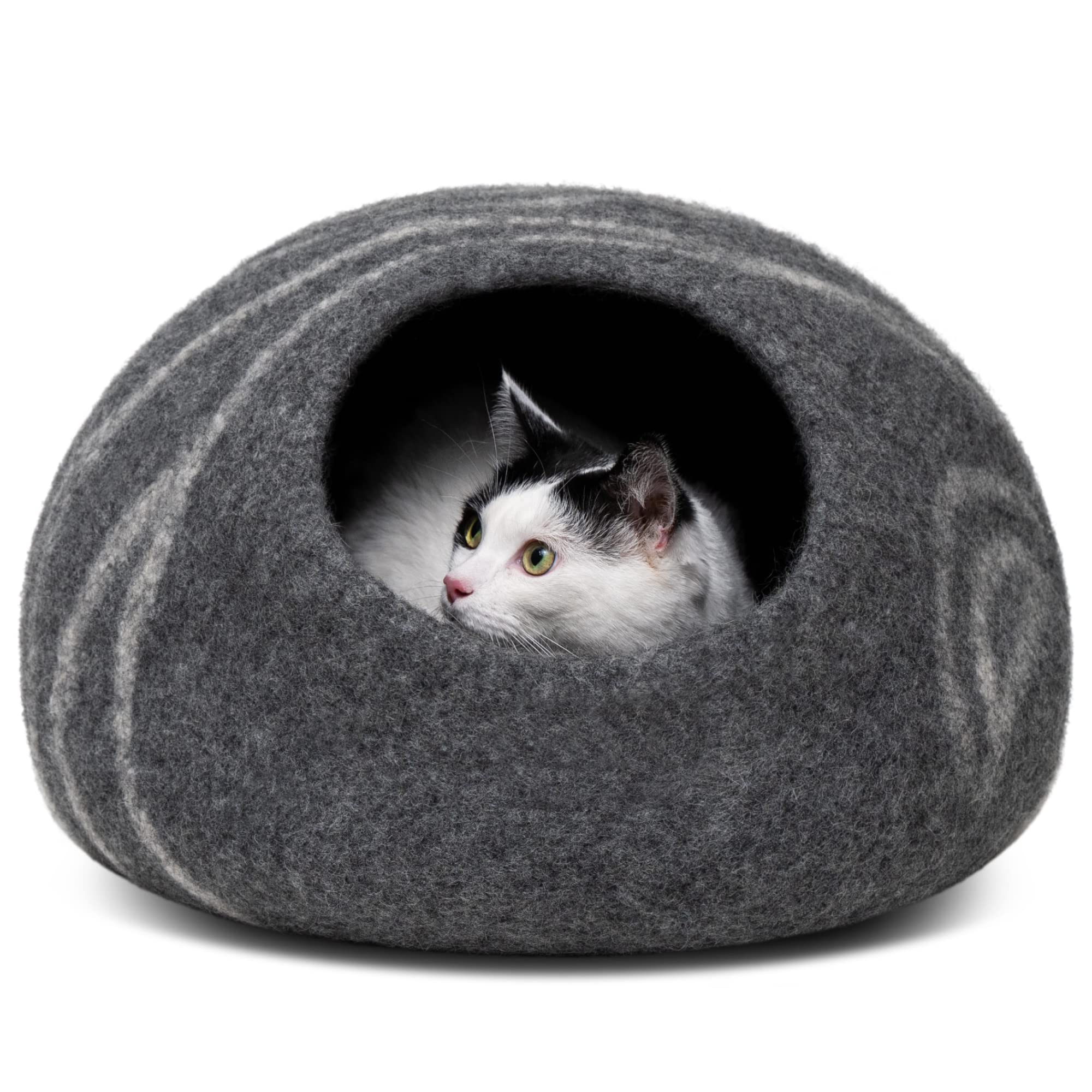 MEOWFIA cat cave front view—a cozy merino wool hideaway for indoor cats.