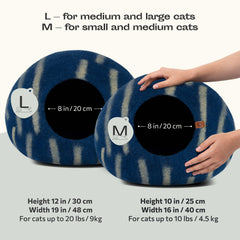 MEOWFIA Cat Cave inside view highlights plush merino wool for naps.
