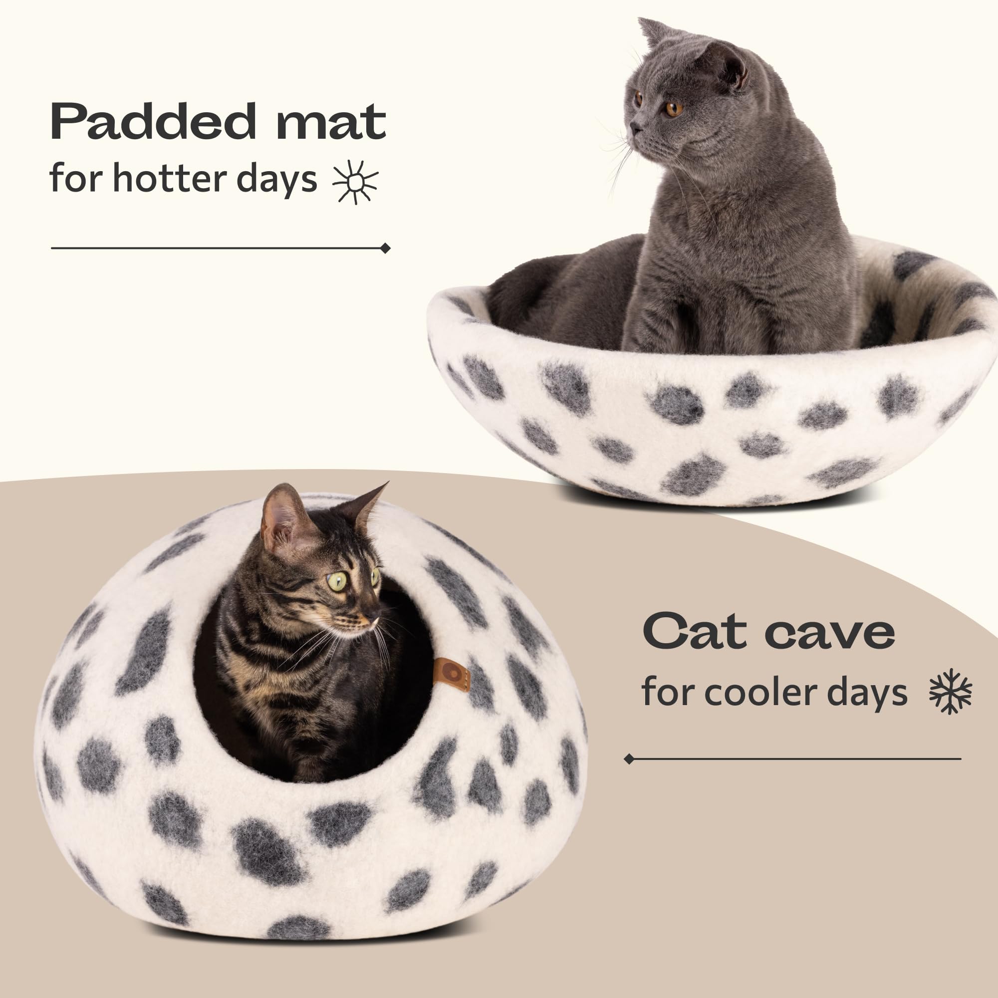 MEOWFIA Cat Cave side profile showcases natural wool color concealing fur