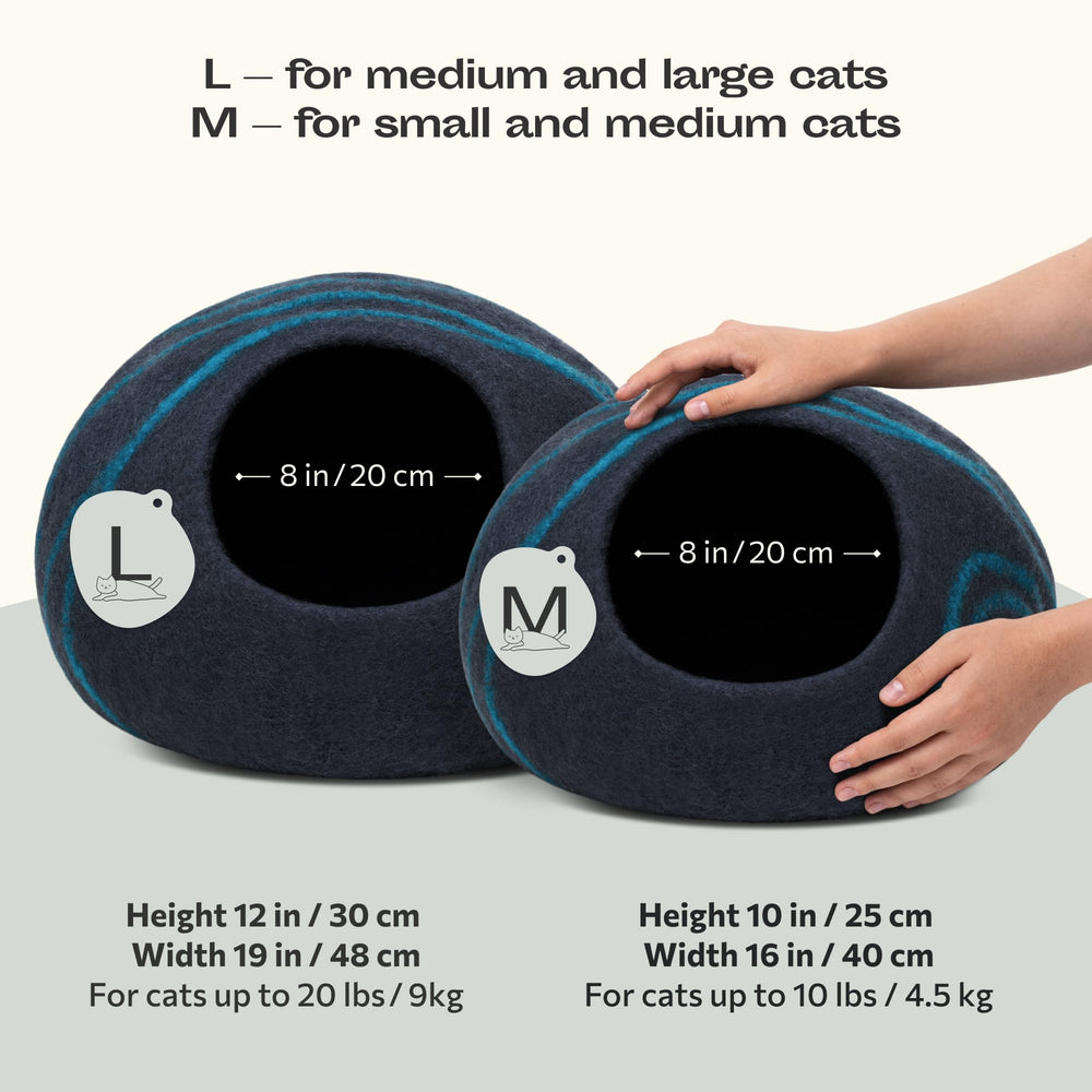 Meowfia cat cave medium black aqua exterior shows stylish design for indoor rooms