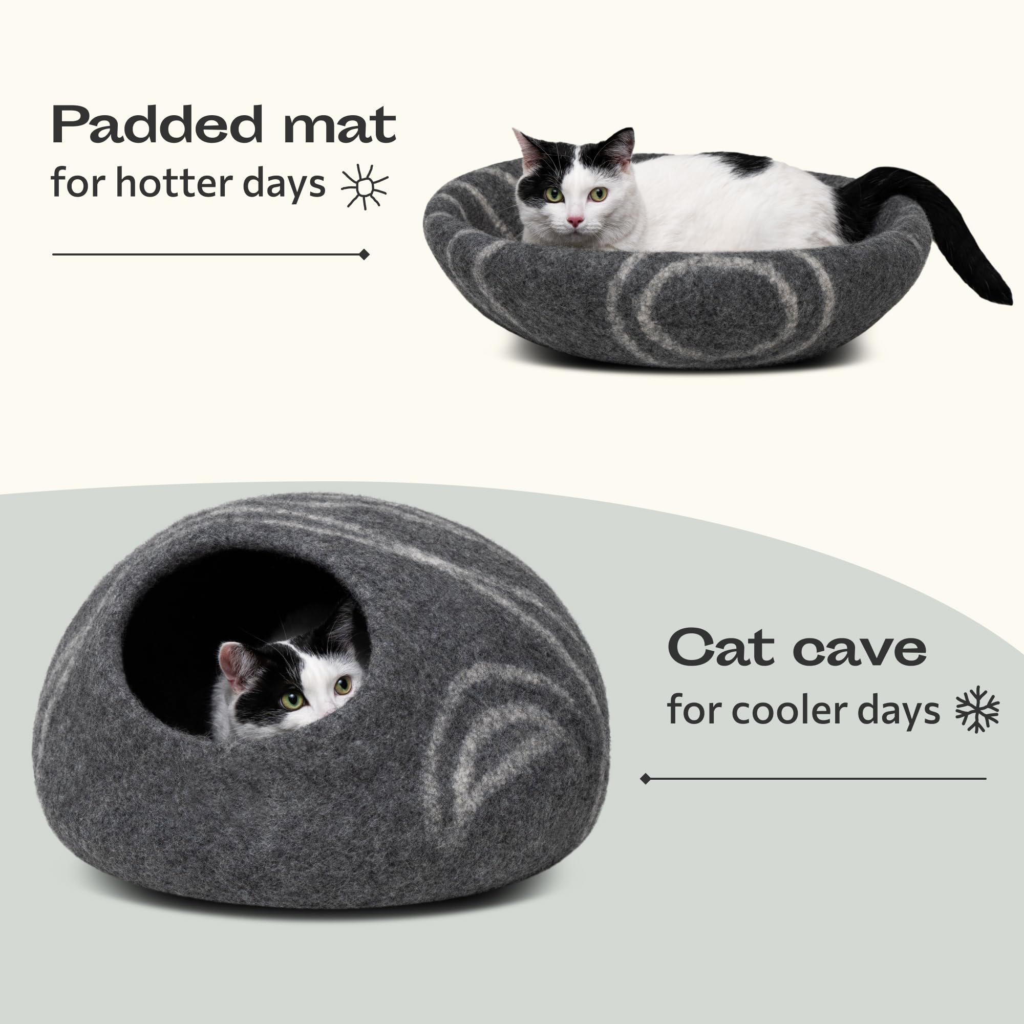 MEOWFIA Cat Cave merino wool closeup emphasizes natural softness and durability.