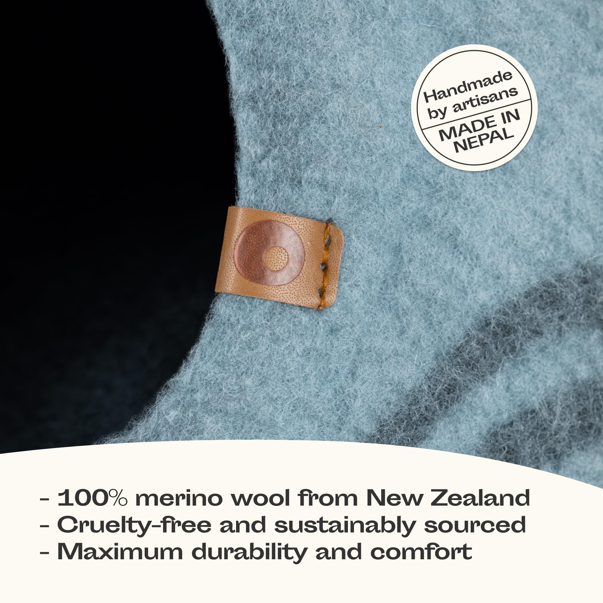 MEOWFIA Cat Cave merino wool closeup highlighting soft, natural texture.