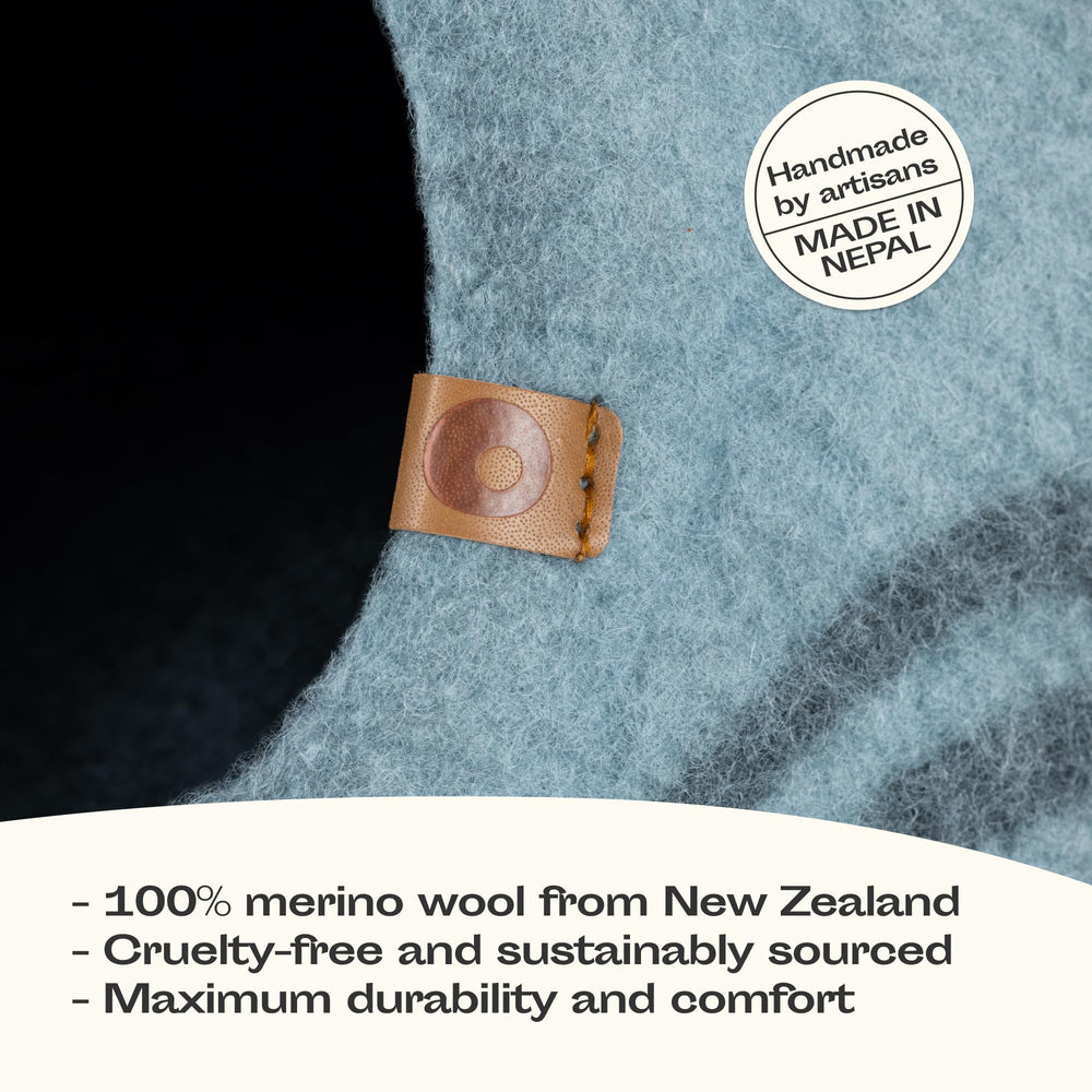 MEOWFIA Cat Cave merino wool closeup highlighting soft, natural texture.