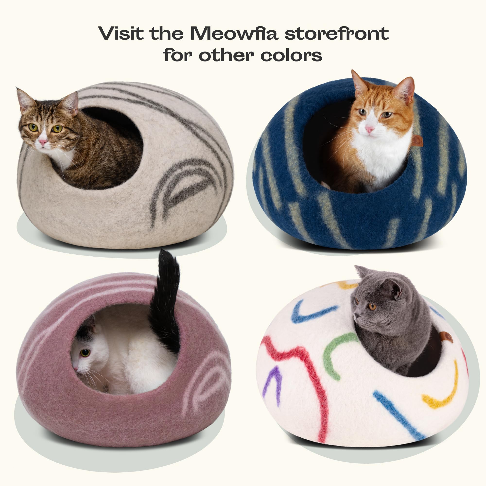 Meowfia Cat Cave medium size suits most indoor cats up to 10 lbs.