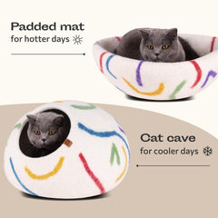MEOWFIA cat cave top bed view highlights dual-space design for lounging and hiding.