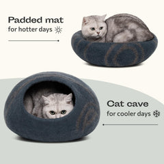 MEOWFIA cat cave-warm-cosy-wool emphasizes snug warmth and comforting textures
