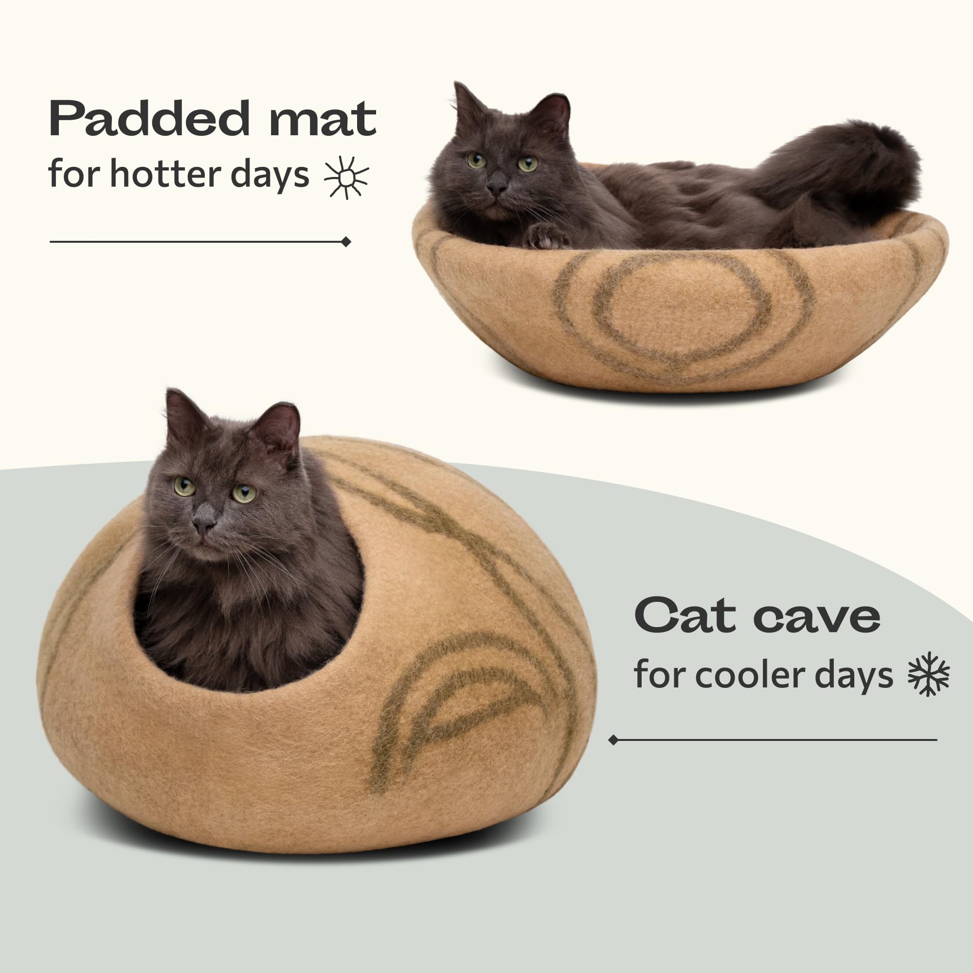 Meowfia Cat Cave wool texture highlights premium felted wool quality.