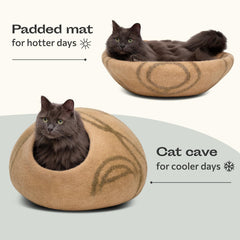 Meowfia Cat Cave wool texture highlights premium felted wool quality.