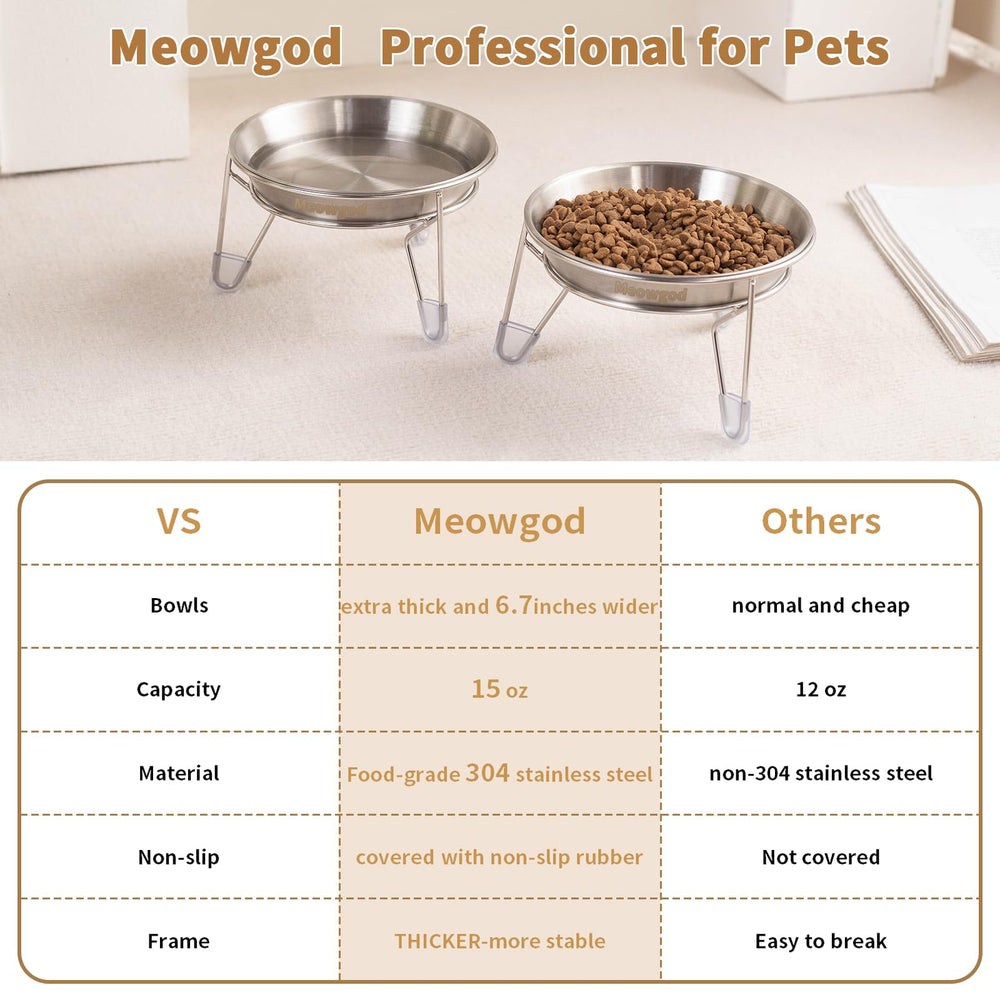 Meowgod indoor dining scene showing elevated feeding for cats and small dogs