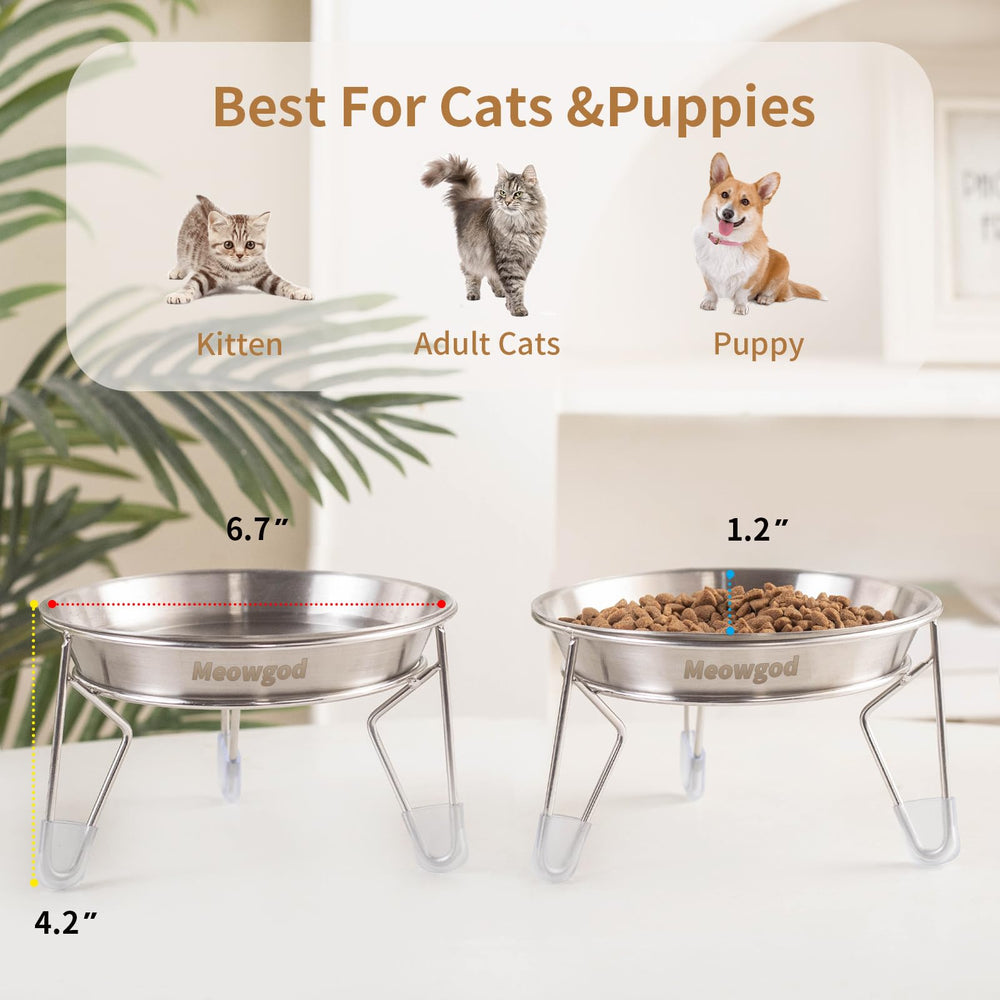 Meowgod water-and-food dish for cats and small dogs supports wet and dry meals