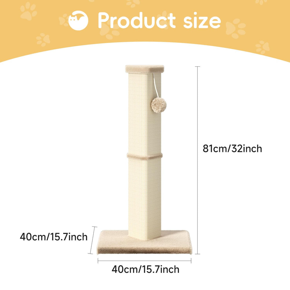 MeowHomm 32-inch ball post image highlights the durable 5-inch diameter for satisfying scratches