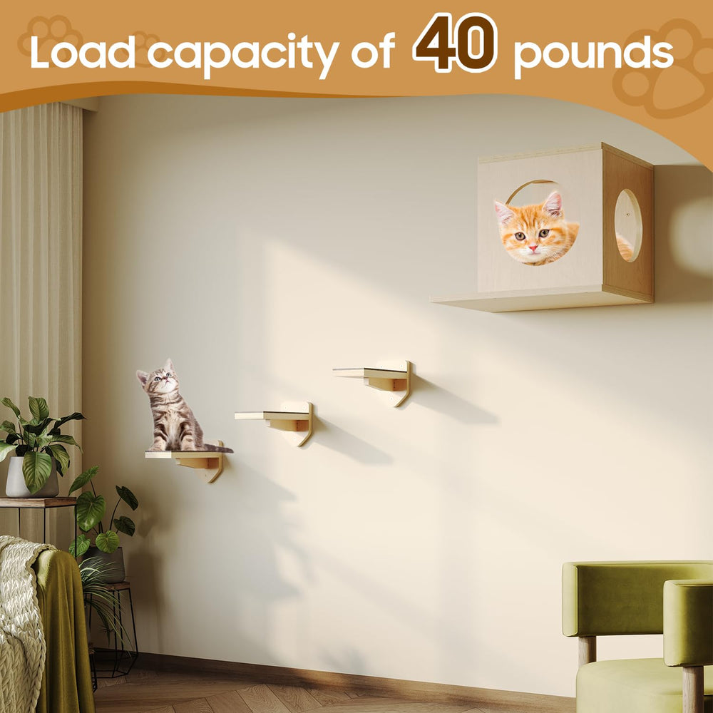 MeowHomm cat wall shelves kittens climb encourages energetic play.