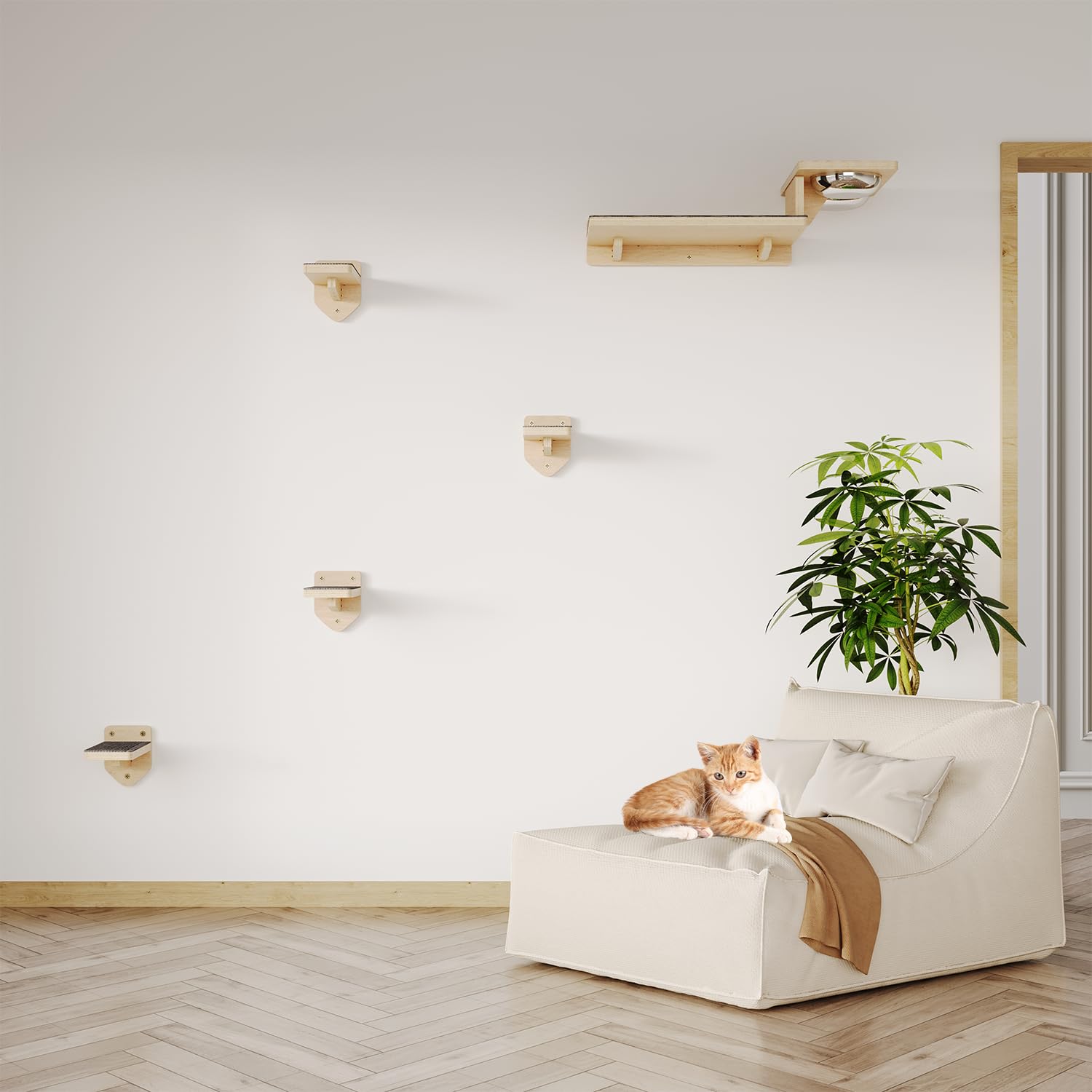 MeowHomm cat wall shelves multi-layer board construction for durability