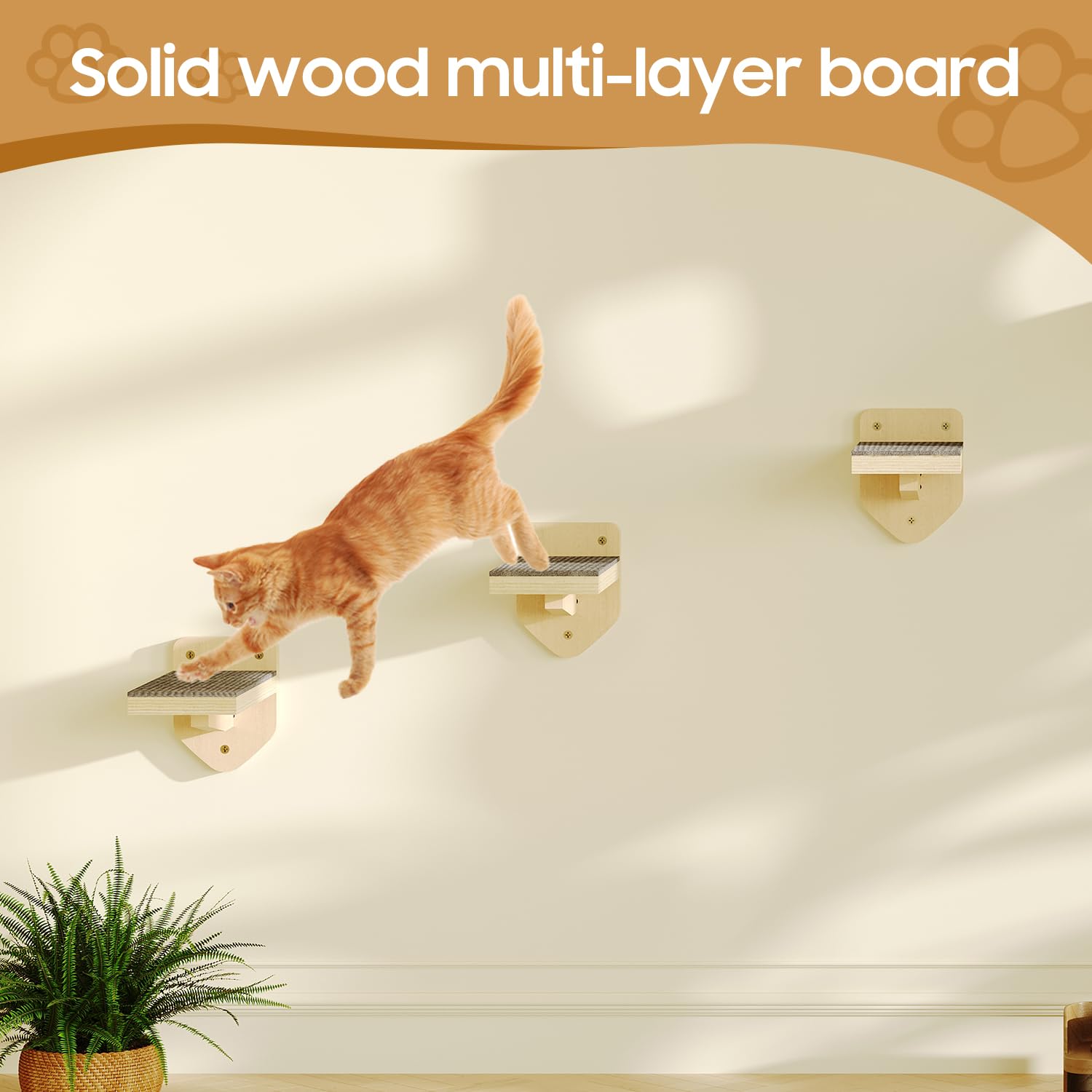 MeowHomm cat wall shelves perches rounded edges offer safe climbing and comfort.