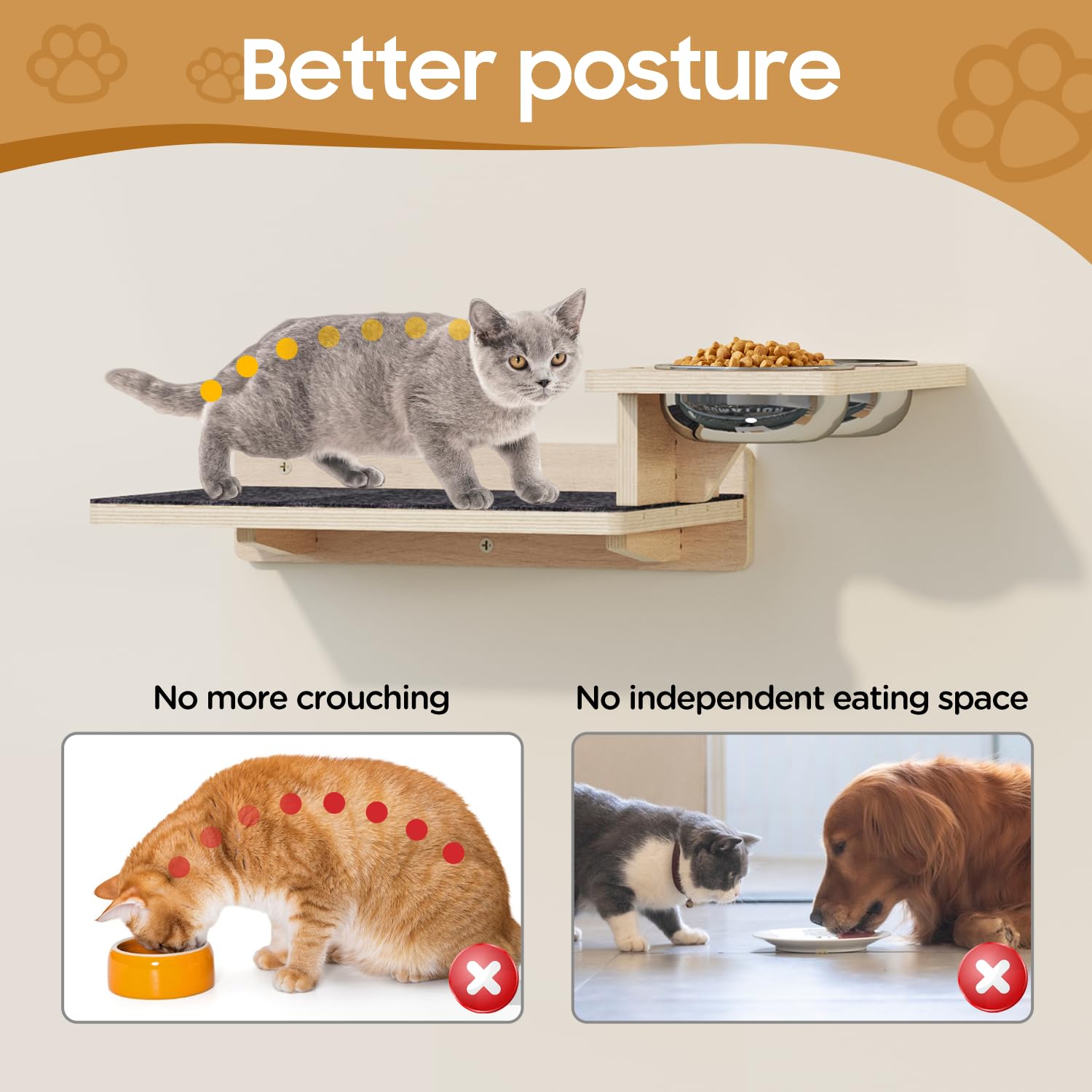 MeowHomm cat wall shelves wall mounting process on simple wall surface