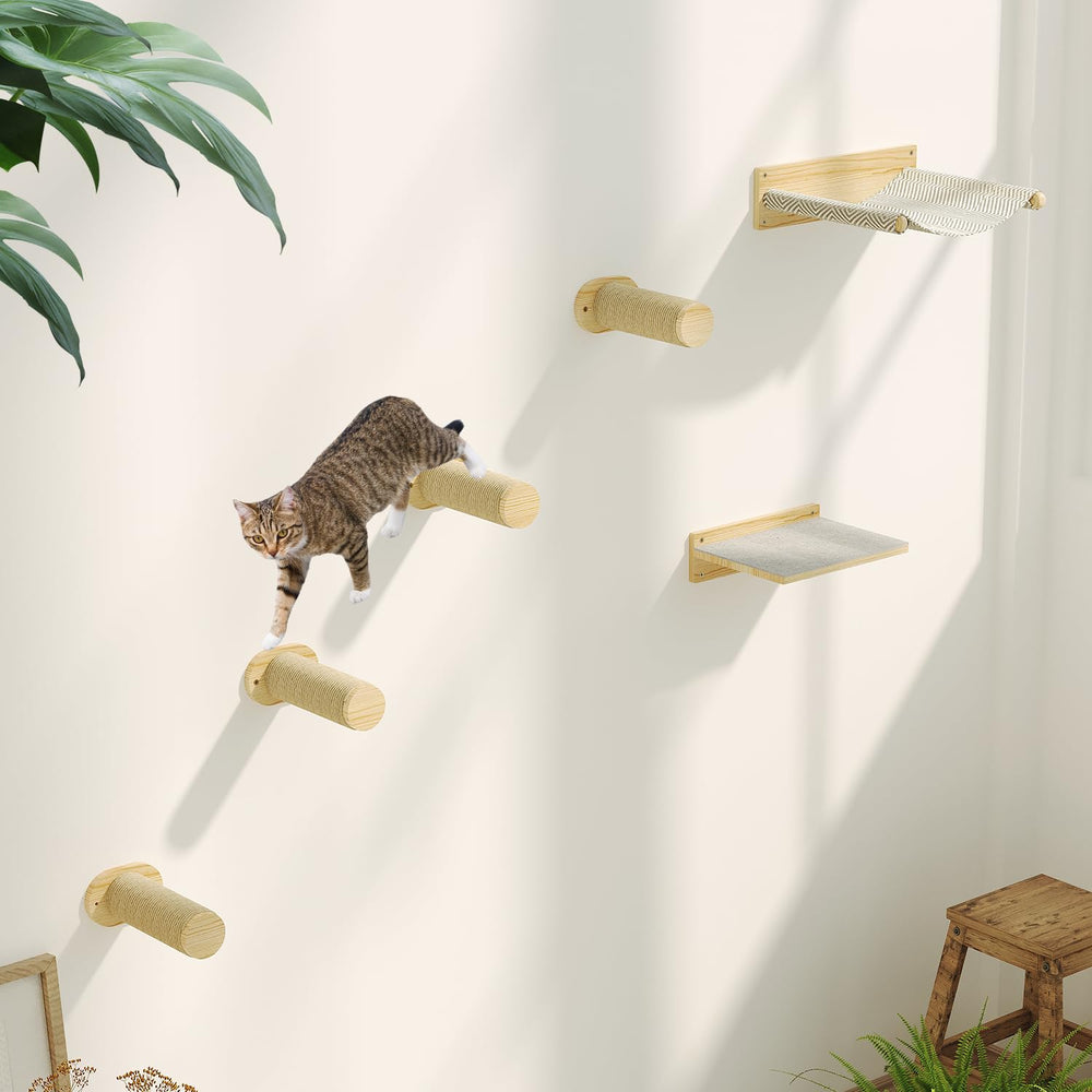 MeowHomm cat wall shelves wooden main platform for elevated viewing and space saving