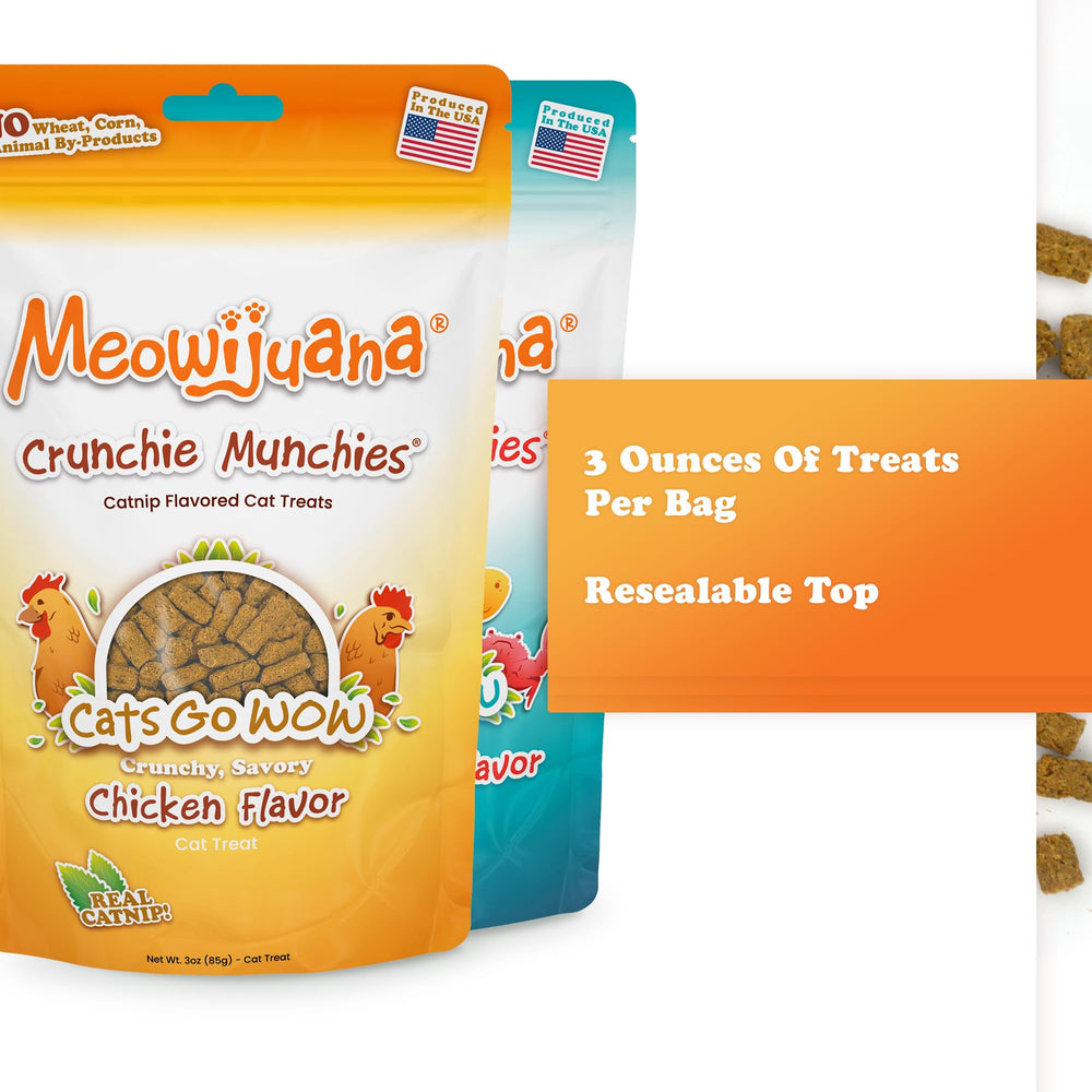 Meowijuana Crunchie Munchies catnip infusion macro shows real catnip and valerian aroma