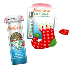 Meowijuana Get Stuffed Bundle box showcases playful stocking display for cats.
