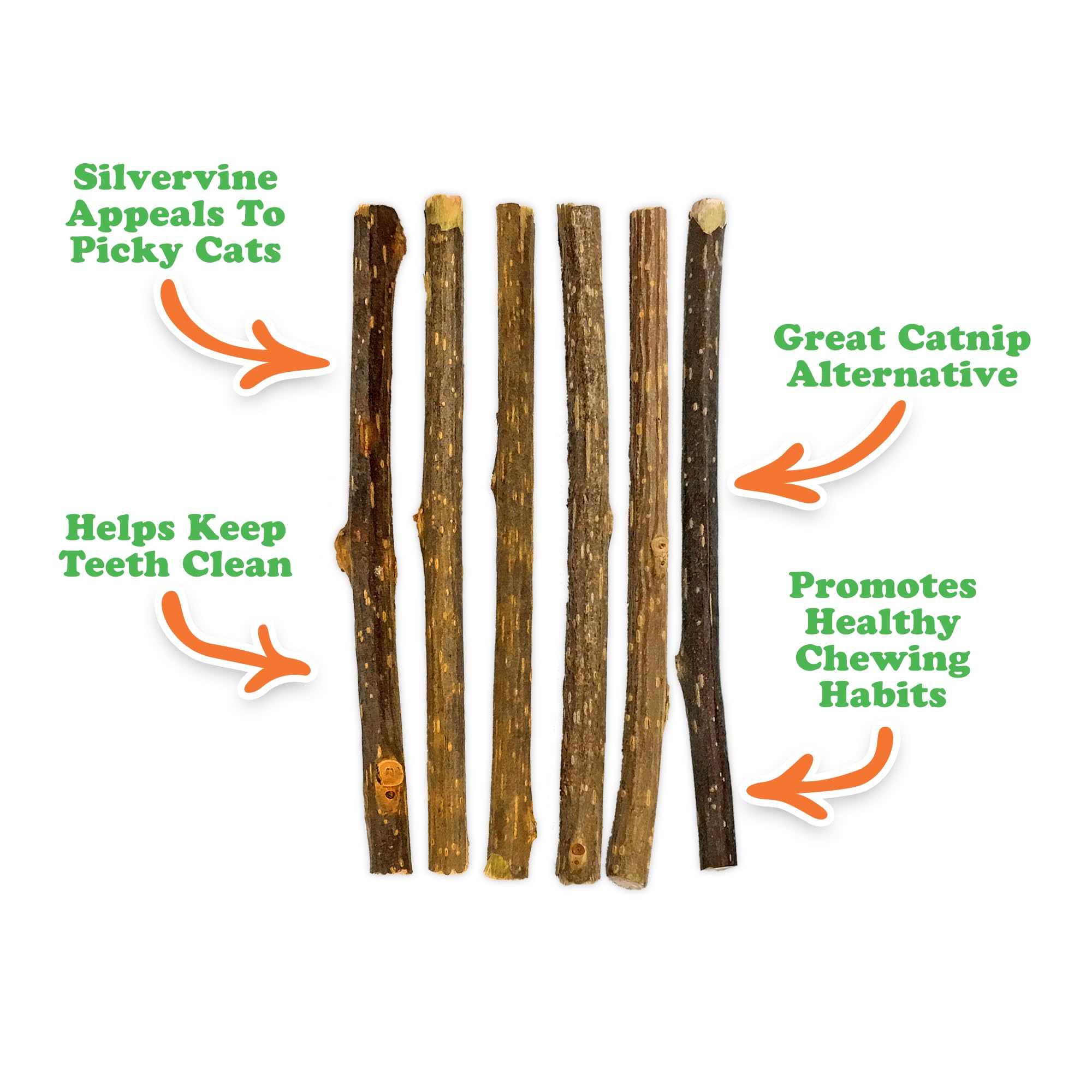 Meowijuana Silvervine Sticks 4-inch stick ready for chewing and dental support.