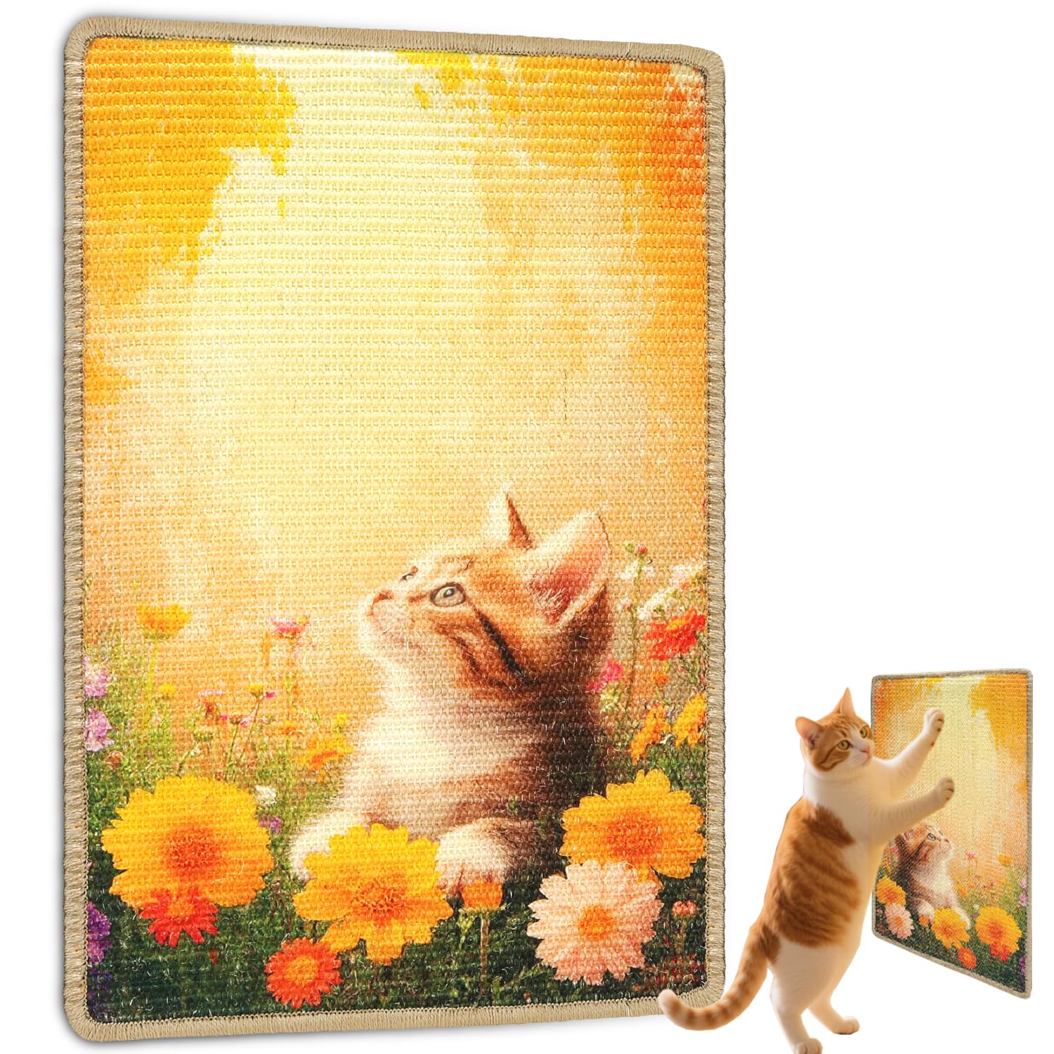 MeowLux Cat Scratching Mat full view shows ample space for scratching and lounging.
