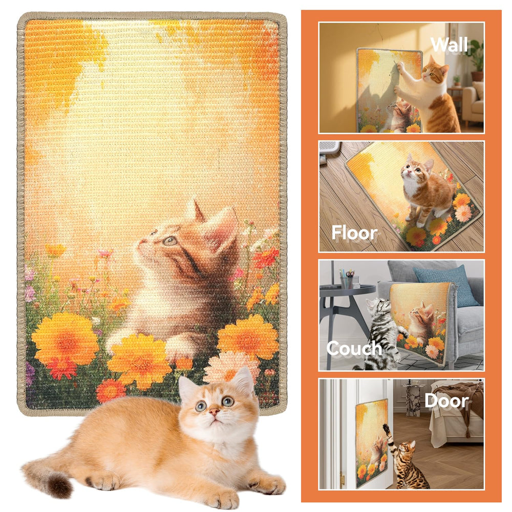 MeowLux Cat Scratching Mat hook-and-loop pads enable easy, stay-put installation.