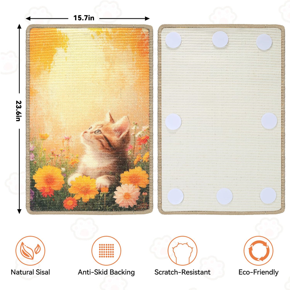 MeowLux Cat Scratching Mat texture closeup highlights durable sisal for daily scratching.