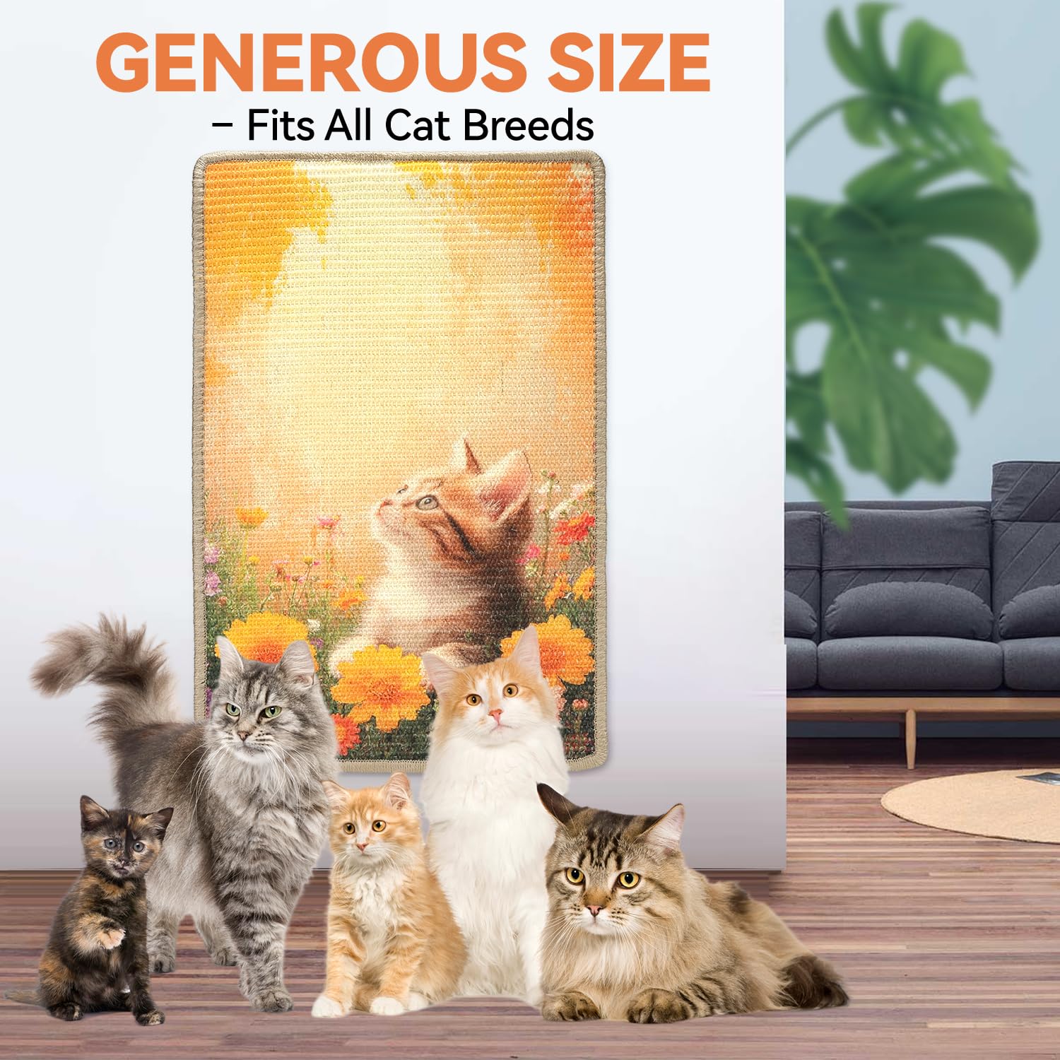 MeowLux Cat Scratching Mat wall-use shows versatile placement protecting walls.