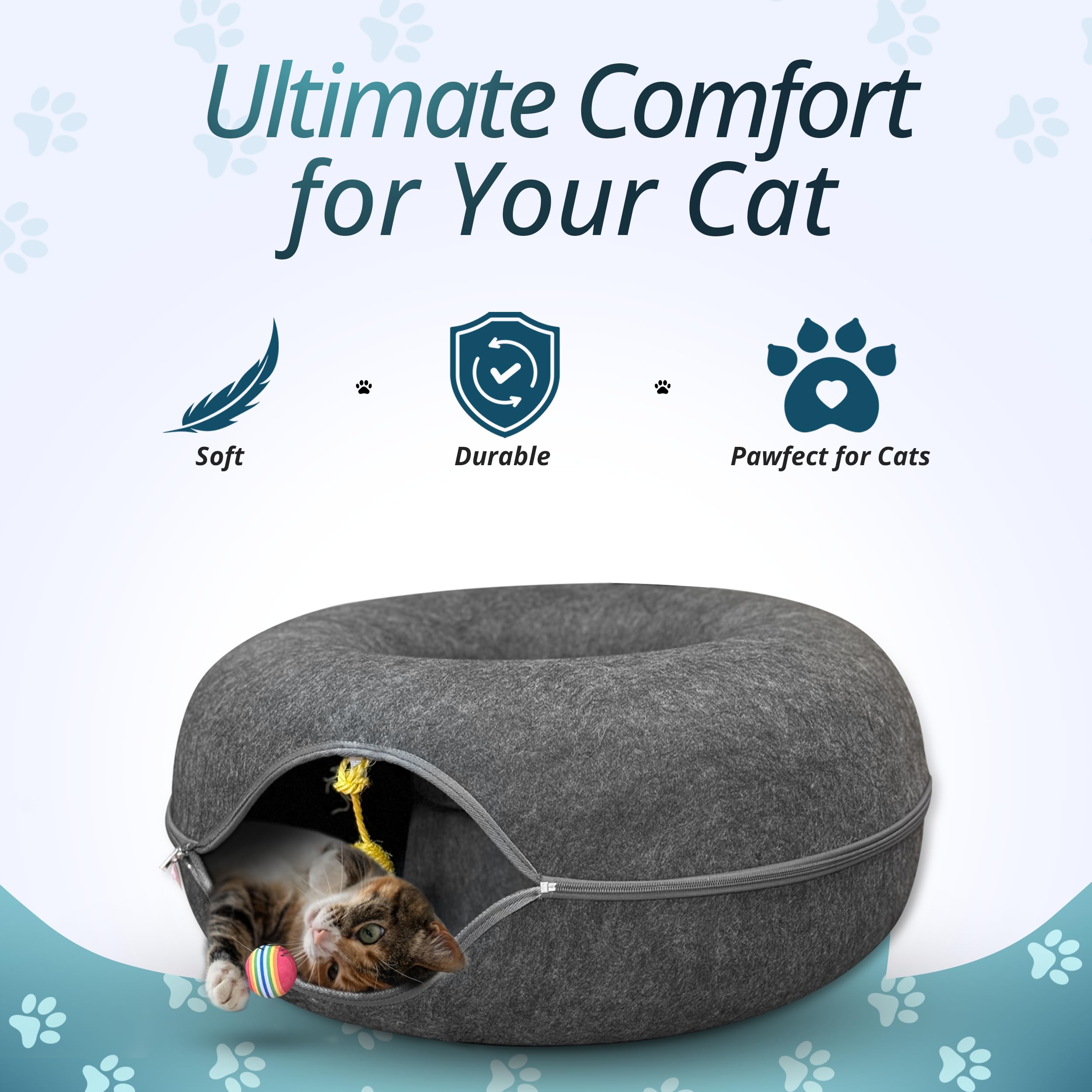 Meow Mates donut tunnel delivers playful peek-through window to spark curiosity.