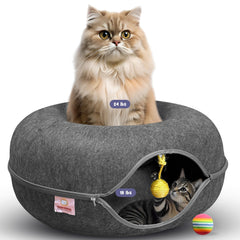 Meow Mates Peekaboo cat tunnel bed round offers cozy hiding and safe nesting for indoor cats.
