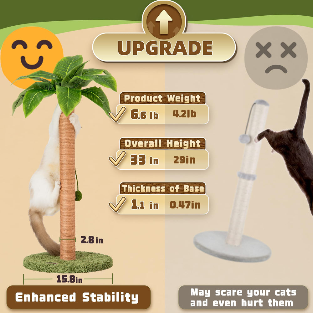 Meowoou cat scratching post shows non-slip base improving safety on floors