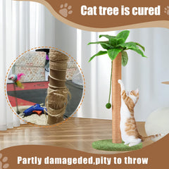 Meowoou replacement scratch post being installed on a cat tree with no tools.