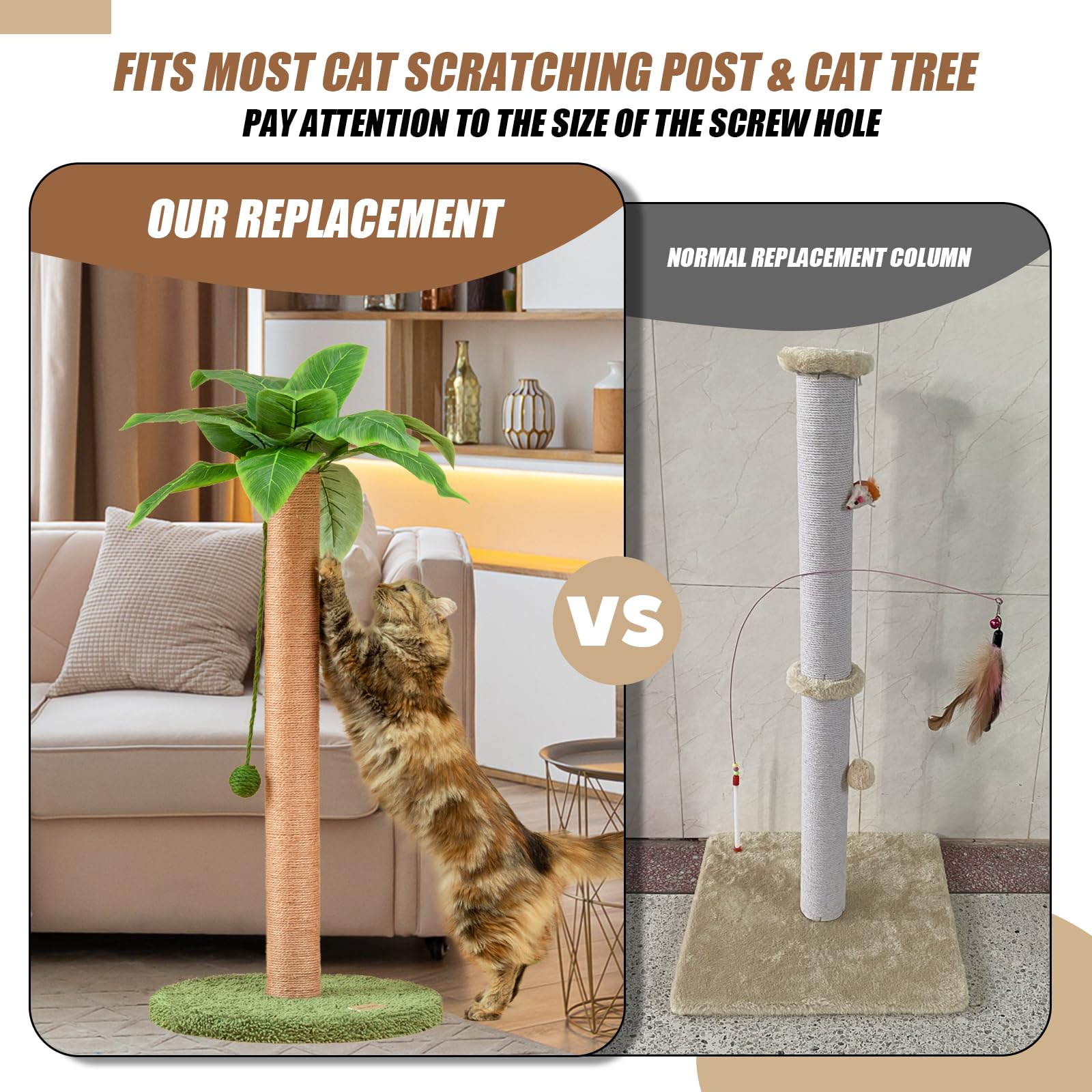 Meowoou universal-fit cat trees image demonstrating broad compatibility.