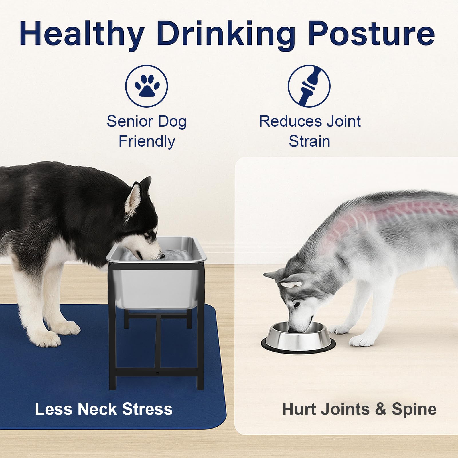 MeoWriental 14.2-in tall stand supports comfortable drinking posture for big dogs