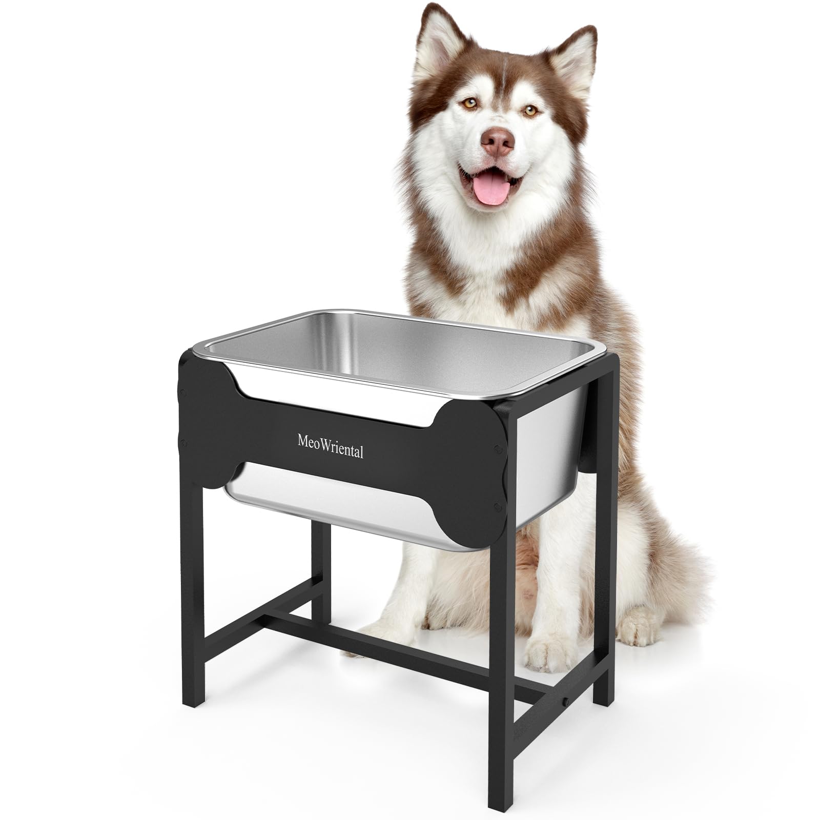 MeoWriental elevated dog water bowl with 2.5-gallon capacity reduces refills