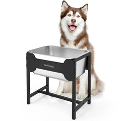 MeoWriental elevated dog water bowl with 2.5-gallon capacity reduces refills