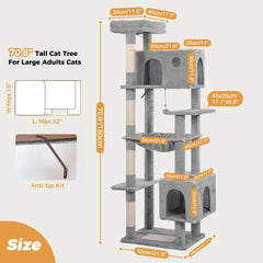 Meowrista 72inch cat tree hammock—oversized resting space for big cats.