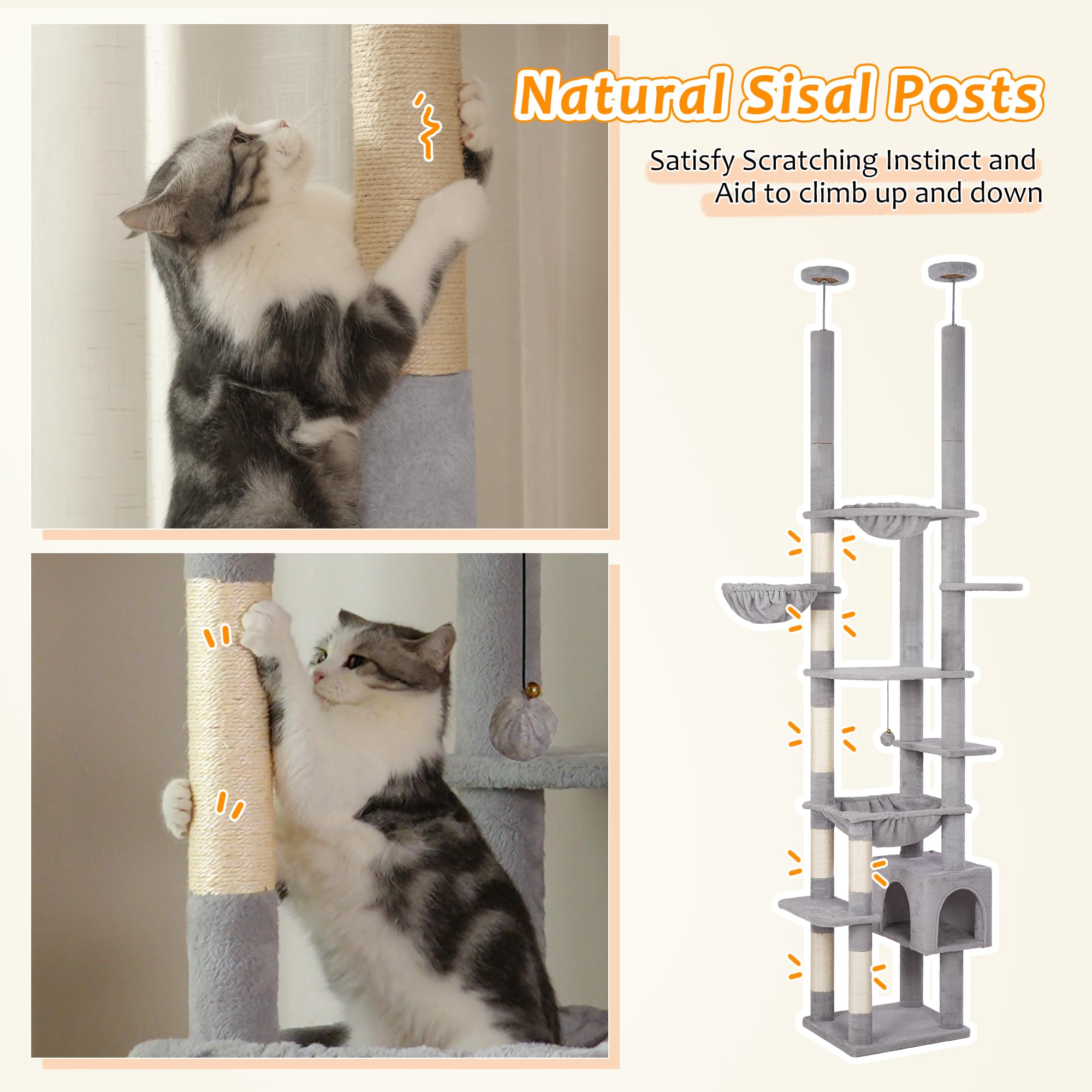 Meowrista anti-slip straps secure the tower to the wall for safety.