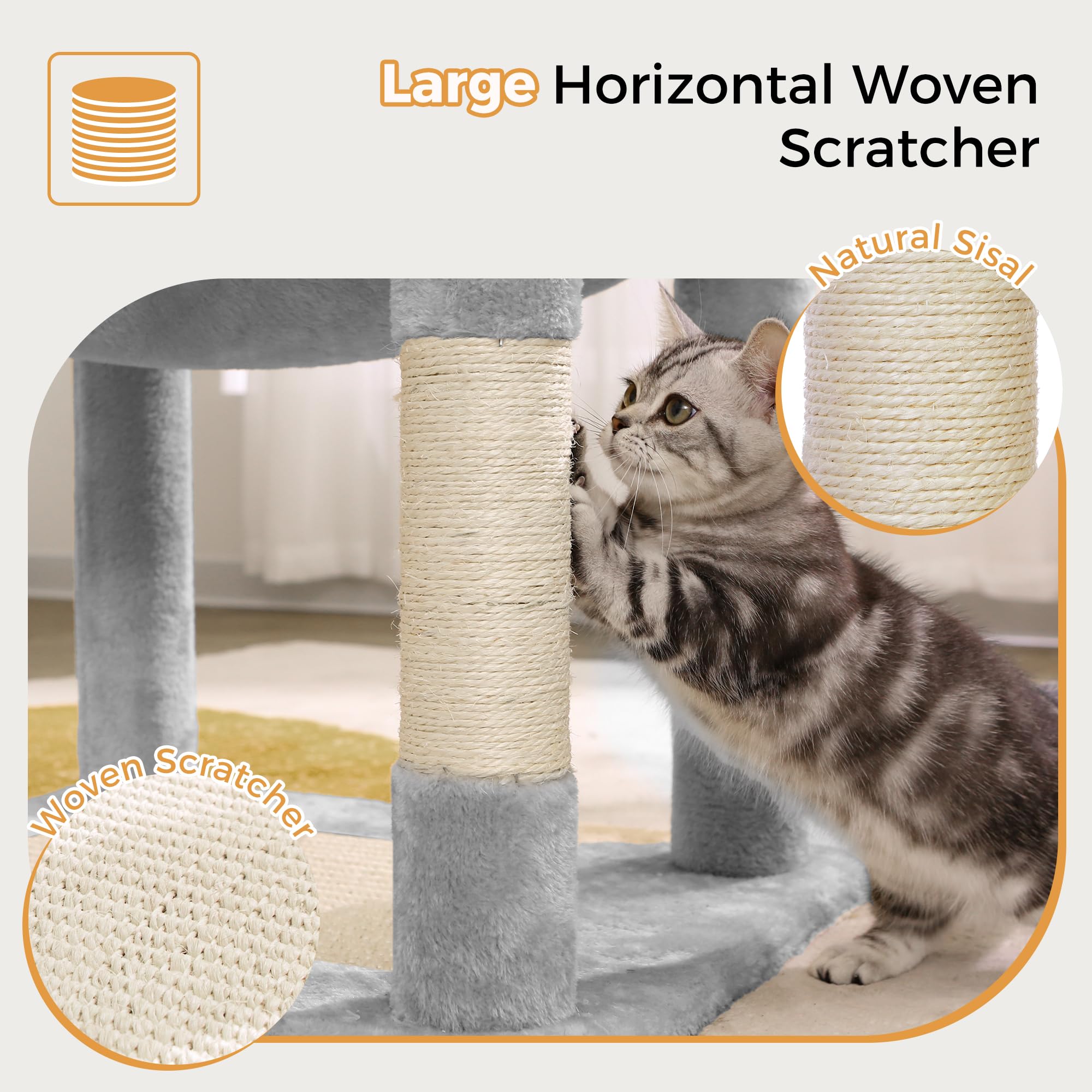 Meowrista 72inch cat tree base and frame—sturdy, stable grounding.