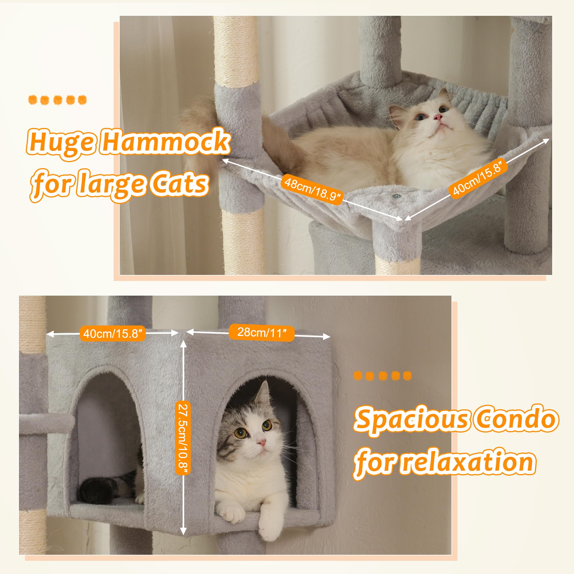 Meowrista tri-column posts deliver sturdy stability without drilling.