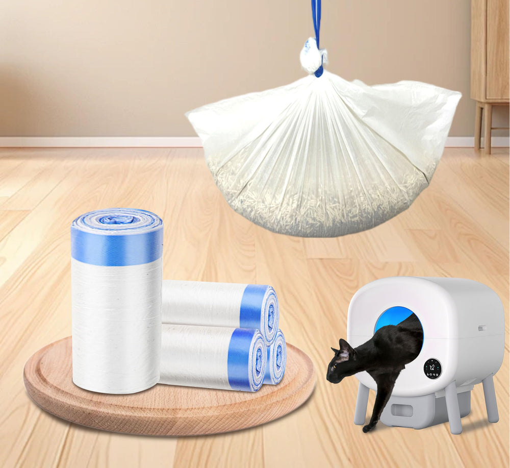 MeowWhimsy large smart-cat litter box liner pack supports tidy cleanup.