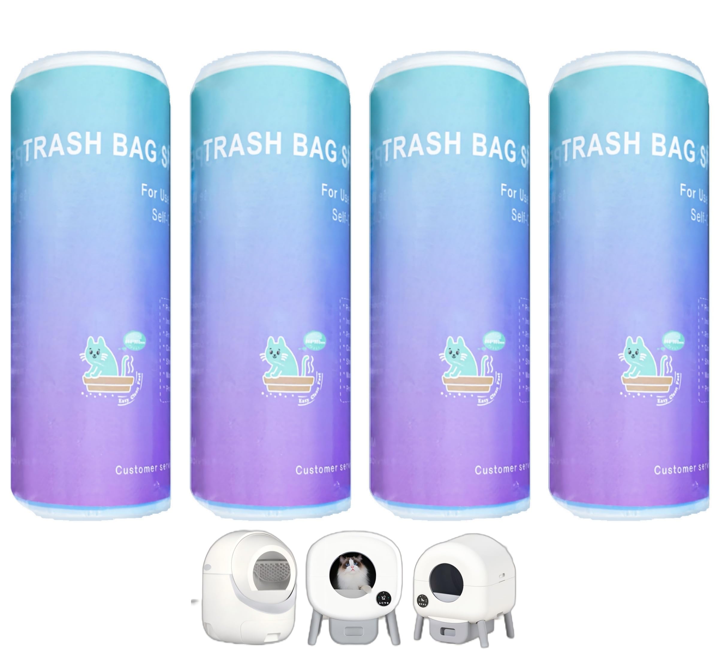 MeowWhimsy self-cleaning litter box liners 80-count ready for easy waste disposal.