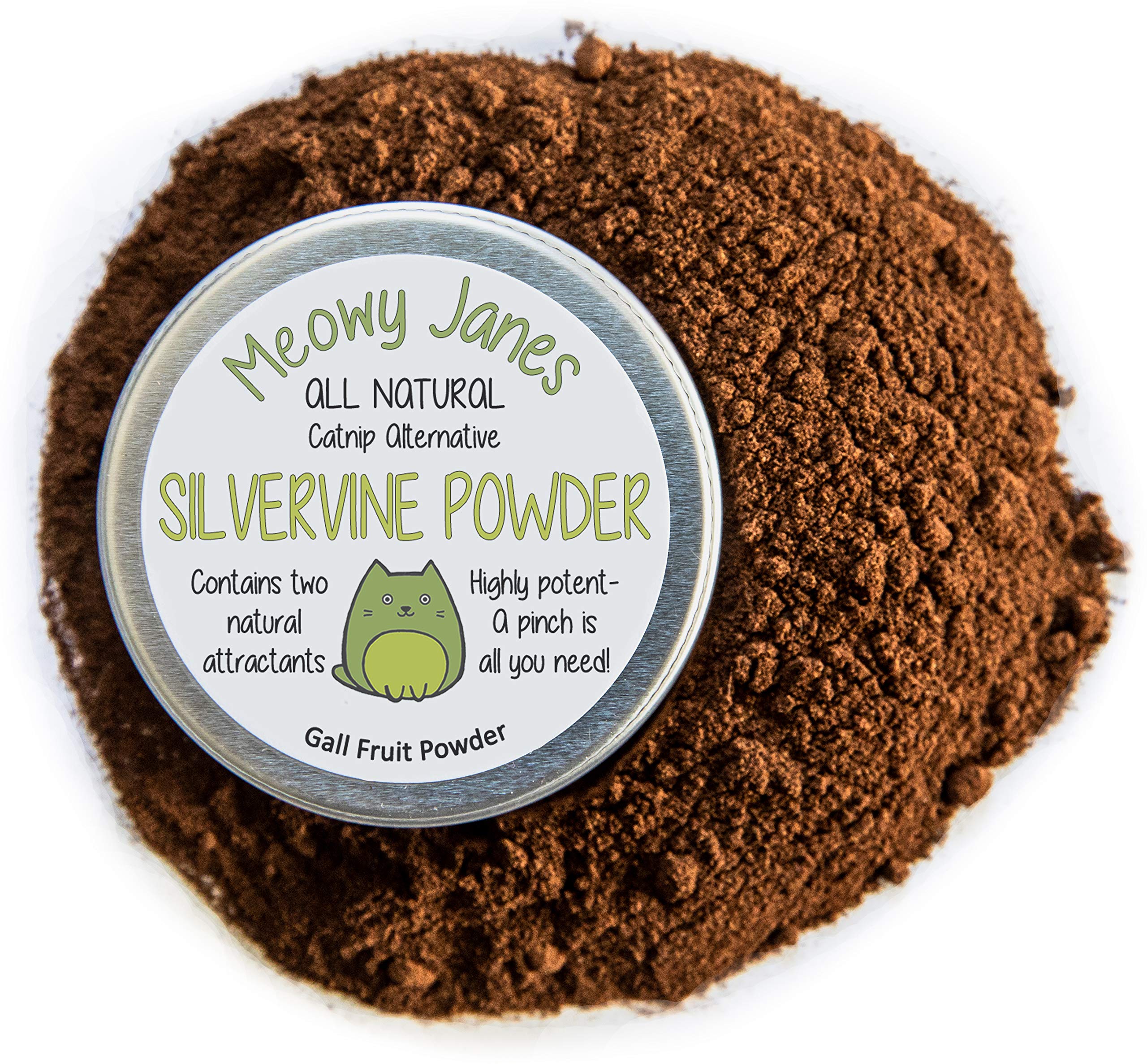 Meowy Janes silvervine powder jar for cat enrichment and aroma