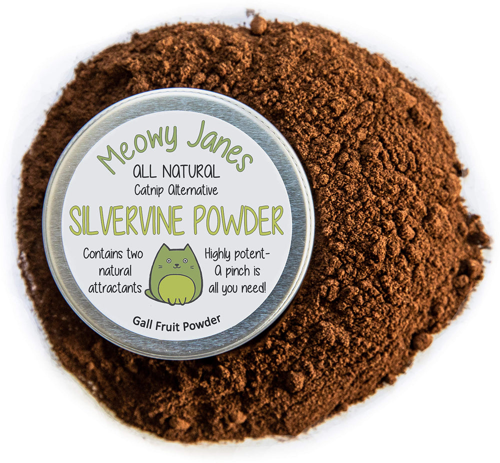 Meowy Janes silvervine powder jar for cat enrichment and aroma