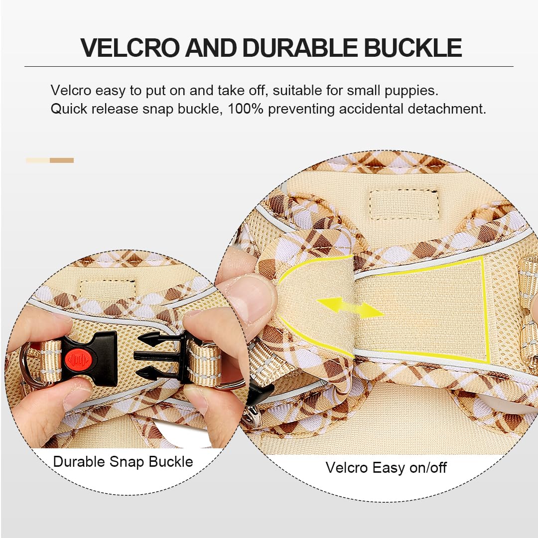 Mercano quick-release buckle on beige XXS harness for effortless on/off