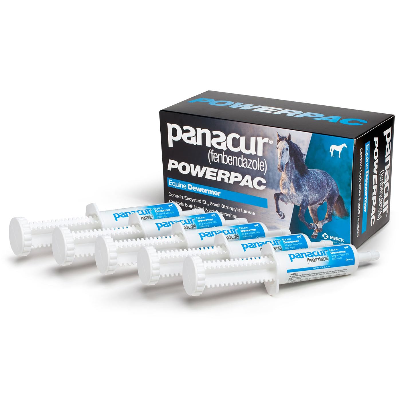 Label detail on Panacur Powerpac packaging with dosage guidance