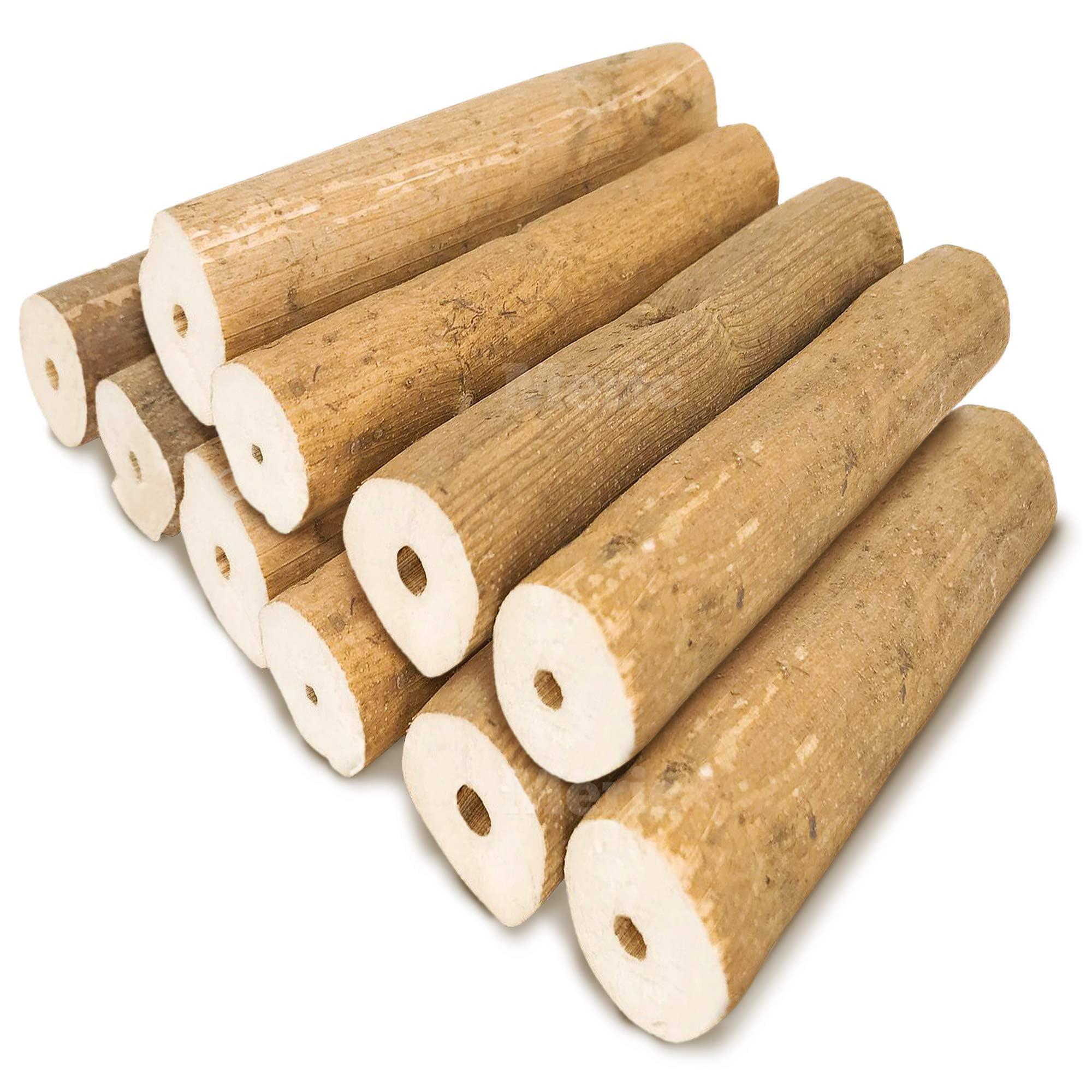 Meric CoCoo Bark Sola Stick with Skin parrot chew promotes foraging and beak exercise.